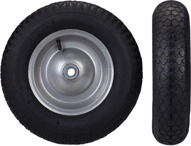 Relaxdays Schubkarrenrad aus Gummi und Stahl in Schwarz und Grau, Durchmesser: 39 cm, Breite: 9 cm - Bild 1