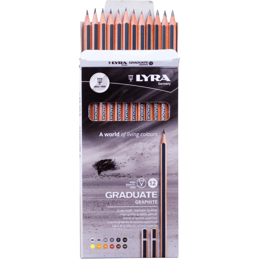 Lyra Graduate Graphitstifte in verschiedenen Härtegraden, 12 Stück, Schwarz und Grau - Bild 2