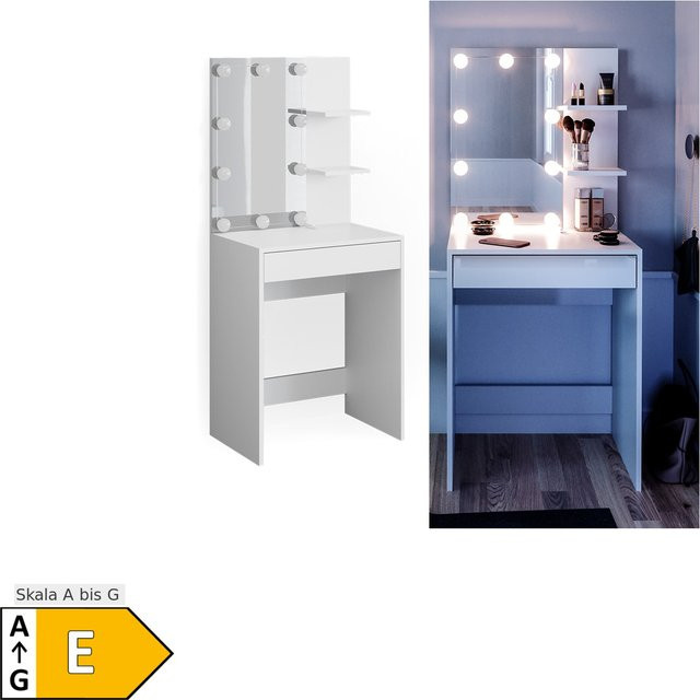 Vicco Schminktisch Isabelle Weiß mit LED-Beleuchtung, Breite: 60 cm, Tiefe: 40 cm, Höhe: 140 cm - Bild 1