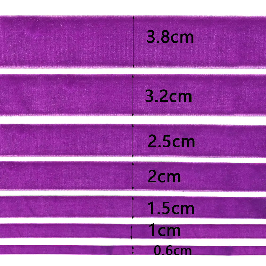 Lila Samtbänder mit einseitiger Beflockung für DIY-Geschenke und Weihnachtsdekoration, 5–10 Yards pro Rolle - Bild 2