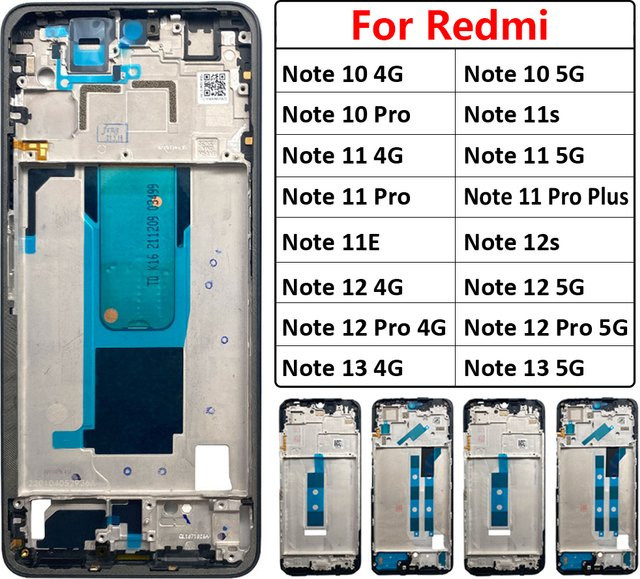 Xiaomi Redmi Note 10 11 12 13 Pro Plus 4G 5G Ersatzgehäuse mit LCD Rahmen und Display Lünette in Schwarz - Bild 1
