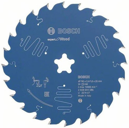 Bosch Expert for Wood Kreissägeblatt mit Carbide-Spitzen in Blau, Durchmesser: 190 mm, Zähneanzahl: 24 - Bild 1