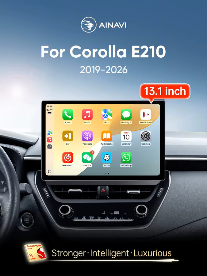 Ainavi Auto-Multimedia für Toyota Corolla 2019-2026, Autoradio mit kabellosem CarPlay, Android Auto, 4G, GPS, HDMI und DSP Audio in Schwarz - Bild 7