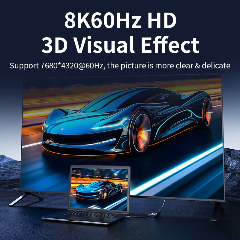Unnlink 8K USB C zu HDMI Adapter mit 4K 120Hz und 2K 165Hz Unterstützung, Typ C zu HDMI Konverter Hub für Thunderbolt 4, Laptop, PC und Smartphone zu TV oder Monitor - Bild 2
