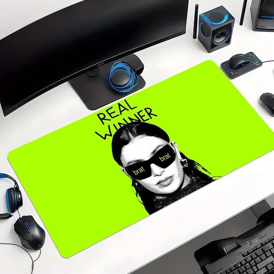 Singer Art Cool C-Charli XCX B-Brat Mauspad in Grün, rutschfestes und verdicktes Desktop-Mauspad mit Lockedge für Gaming und Büro - Bild 5
