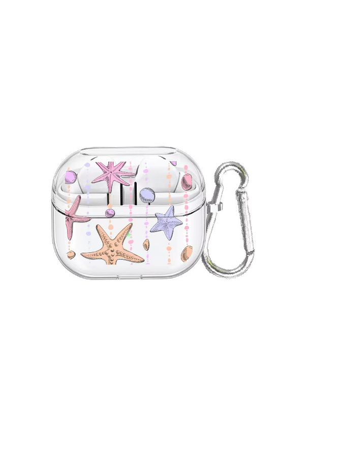 Pink Starfish Art Transparentes Earphone Case Cover für Samsung Galaxy Buds 2, 3 FE, Live, 3Pro und 4Pro in Pink - Bild 3