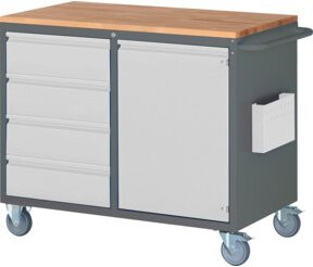 STIER Montagewagen Premium in Grau mit 4 Schubladen, 1 Flügeltür und Arbeitsplatte, B/T/H: 114,5 x 65,0 x 97,5 cm - Bild 1