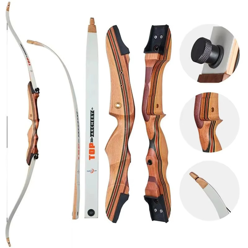 Toparchery Takedown-Recurve-Bogen, hölzern, für die rechte Hand, mit Zielübungspfeilen - Bild 2