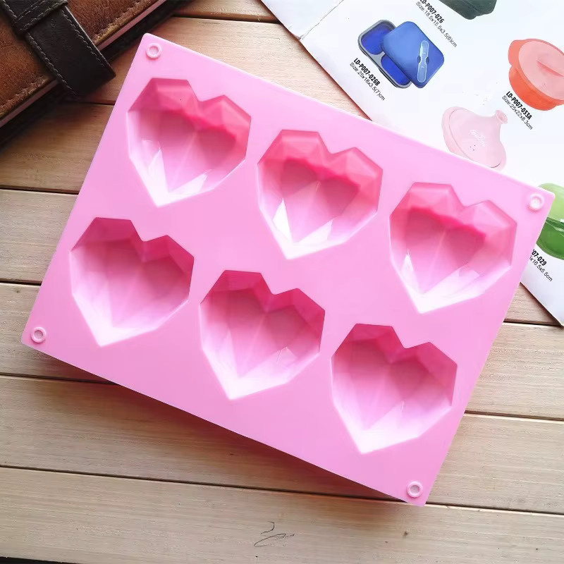 FAIS DU 3D-Diamant-Herz-Silikonform in Pink für Schokolade, Mousse, Fondant und Seifenherstellung - Bild 2