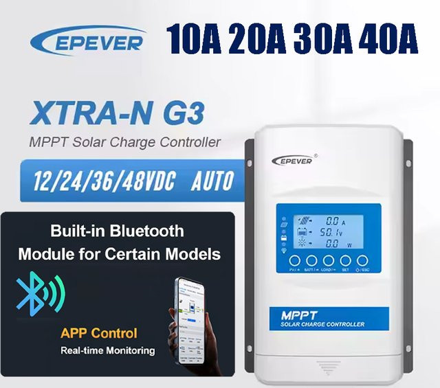 EPEVER MPPT Solarregler XTRANG3BLE mit Bluetooth, 12/24/36/48V, Farbe: Weiß - Bild 1