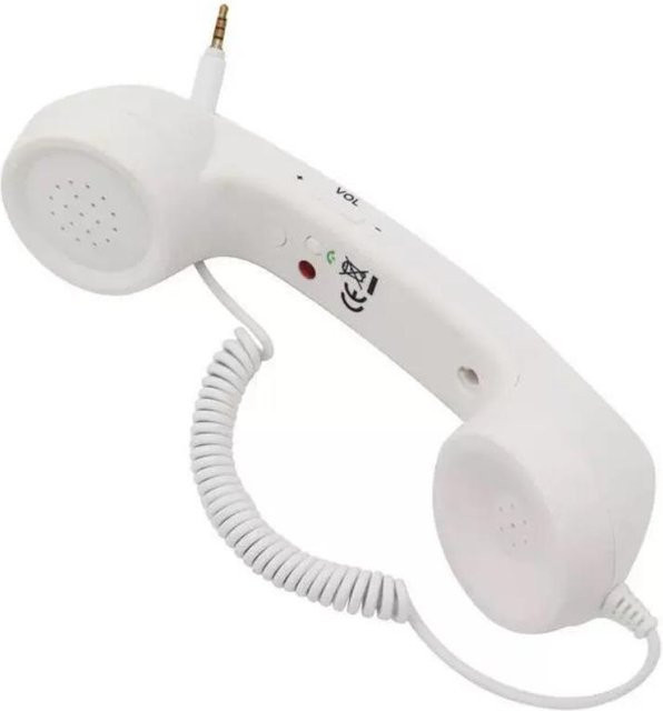 Haoming Retro-Telefonhörer mit USB-C und 3,5mm Klinkenanschluss in Weiß - Bild 1