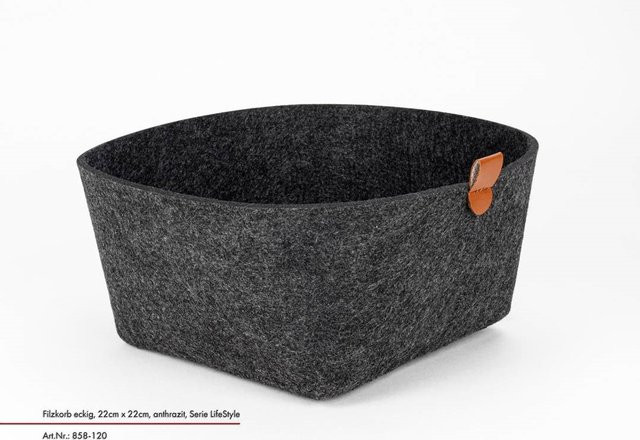 Filtkorb JUSTINUS LIFE STYLE aus Filz in Anthrazit und Grau, B/T/H: 22,0 x 12,0 x 22,0 cm - Bild 1