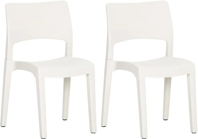 Furnicato Gartenstühle 2er Set Weiß aus Polypropylen, stapelbar und UV-beständig, B/T/H: 50 x 51 x 82 cm - Bild 1
