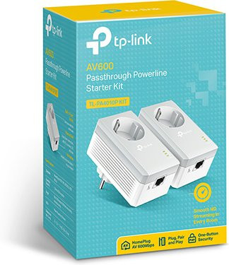 TP-Link TL-PA4010PKIT AV600+ Powerline Kit mit AC Pass Through und Ethernet/LAN in Weiß (2er Pack) - Bild 1