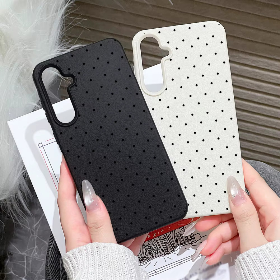 Ins Polka Dots Silikonhülle für Samsung Galaxy S25 Ultra, S24 FE, S23, A56 5G, A16, A17, A55, A36, A53, A35, A34, A06, A07, A26, A05S in Weiß - Bild 3