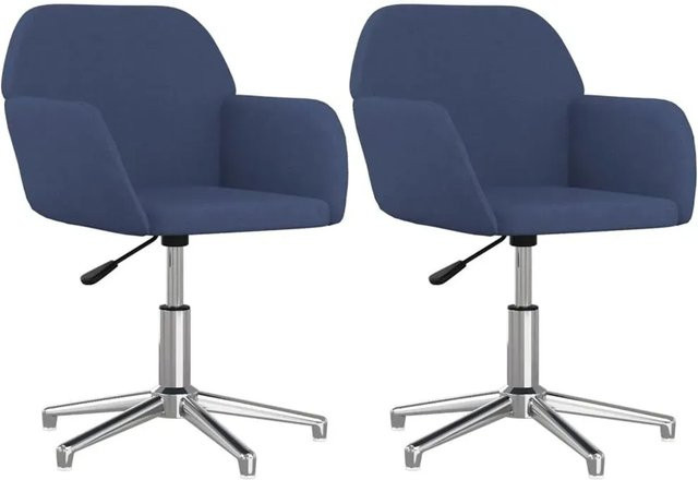vidaXL Esszimmerstühle 2er Set drehbar in Blau aus Stoff mit Armlehnen - Bild 1