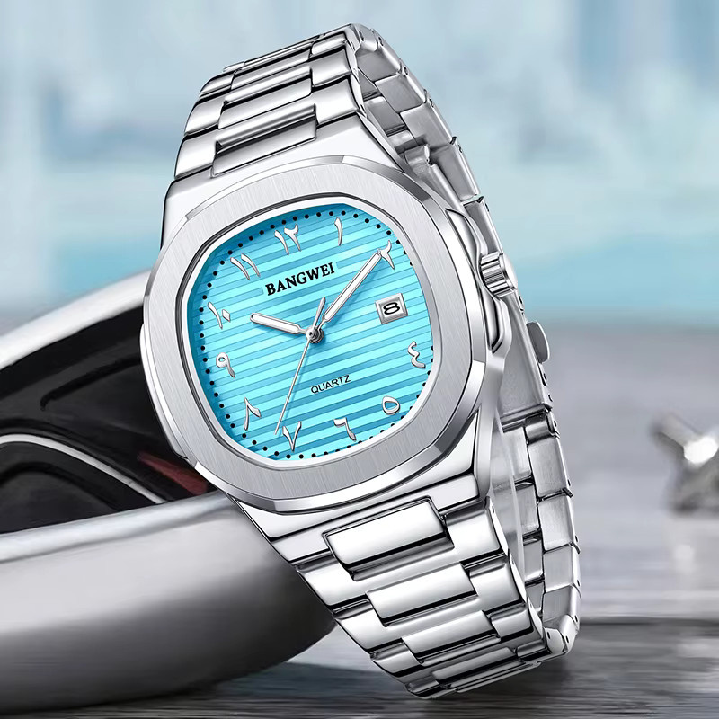 BANGWEI Armbanduhr Edelstahl, Quarz, Blau, Herren - Bild 2