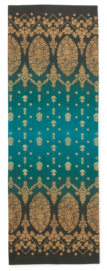 Bassetti Tischläufer Twill Gold Decor in Smaragdgrün aus Baumwolle mit floralem Jacquard-Muster - Bild 1