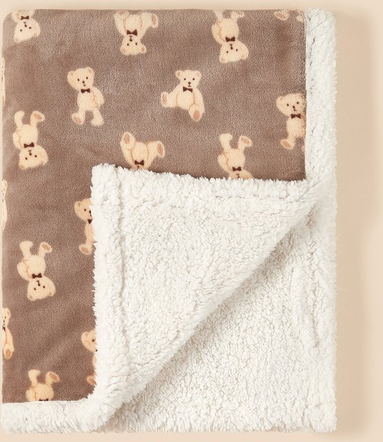 Warme Baby Fleece Decke für Neugeborene aus weichem Flanell, ideal als Wickeldecke oder Kinderwagen Decke in Grün und Braun - Bild 1