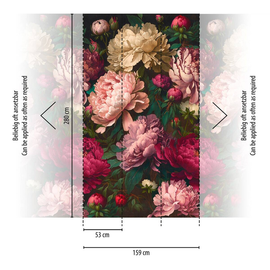 Livingwalls Fototapete Floral Vintage in Rot Rosa Pink, Breite: 280 cm, Höhe: 159 cm - Bild 3