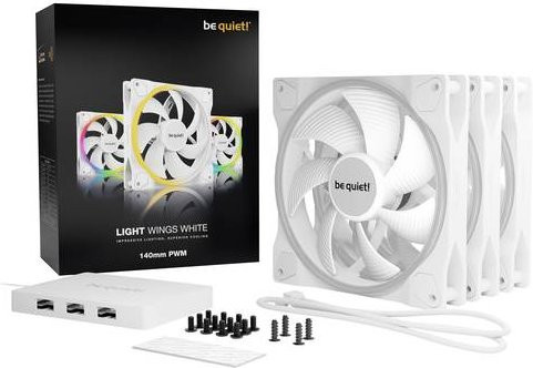 be quiet! Light Wings White 140mm PWM Gehäuselüfter Triple Pack, Weiß, B/H/T: 14,0 x 14,0 x 2,5 cm - Bild 1