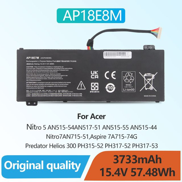 Oyomba Laptop-Akku AP18E7M AP18E8M in Schwarz für Acer Nitro 5 AN515-54 AN517-51 AN515-44 AN515-43 Nitro AN715-51 PH315-52 PH317-52 - Bild 1