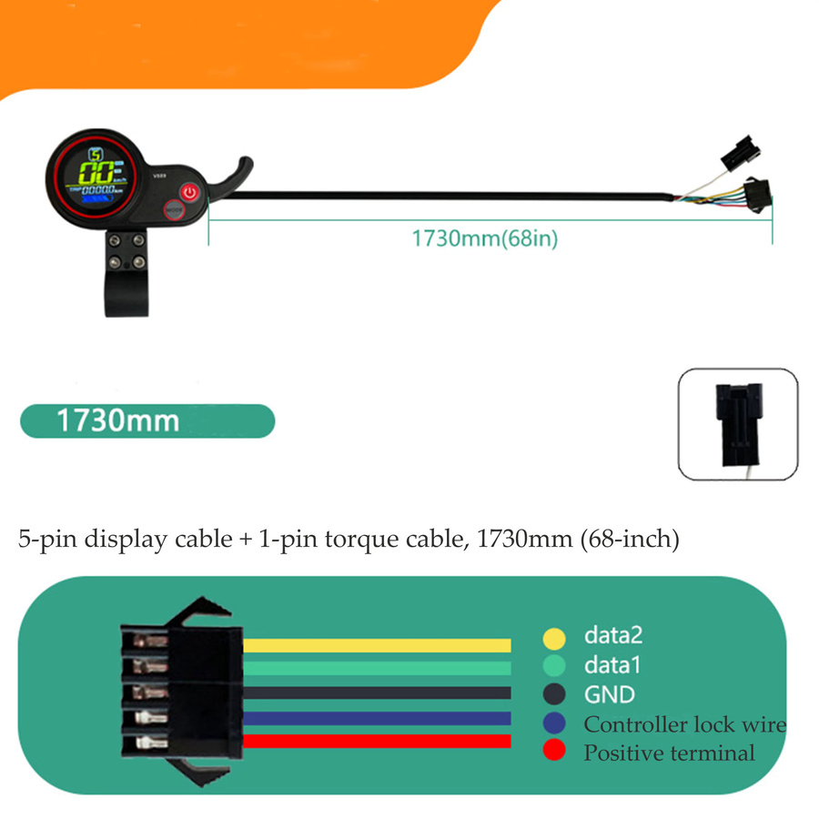 Kugoo V889 Farbdisplay mit Drehgashebel und USB für TF-100 M4 E-Scooter, Schwarz - Bild 2