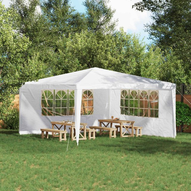 Yiwydaa Partyzelt Seitenwand-Set aus 2 Stück in Weiß aus Polyester und Stahl, B: 400 cm, H: 195 cm - Bild 1
