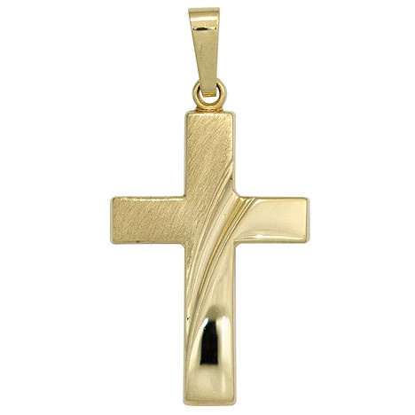 Colfem Anhänger Kreuz, 585 Gelbgold, mattiert, Unisex - Bild 1