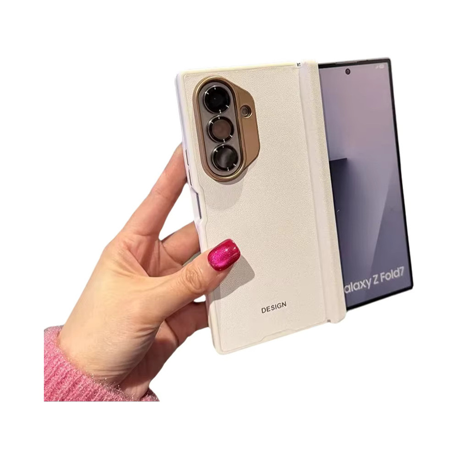 Yichmni MagSafe Lederhülle mit Doppelscharnier für Samsung Galaxy Z Fold 7 6 5, ohne Frontabdeckung, Blau oder Weiß - Bild 2