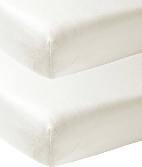 Meyco Baby 2er-Pack Jersey-Spannbetttücher aus Baumwolle, Weiß, B/T: 50 x 90 cm - Bild 1