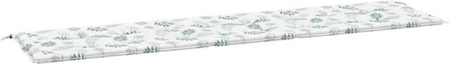 vidaXL Gartenbank-Auflage mit Blattmuster aus wasserabweisendem Oxford-Gewebe, Weiß-grün, B: 200 cm, T: 50 cm, H: 4 cm - Bild 1