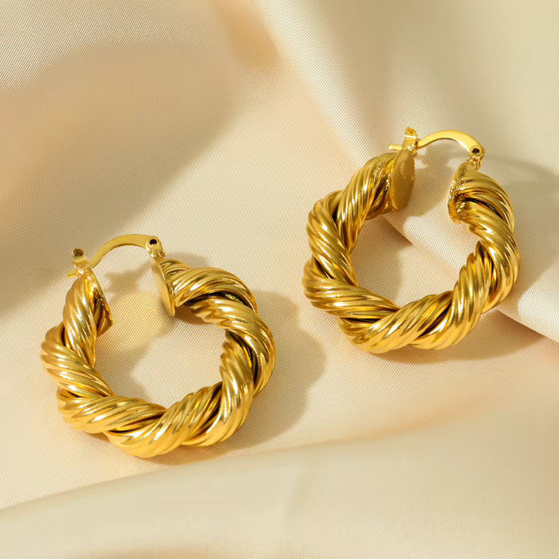 EILIECK Twist Hoop Ohrringe, Edelstahl, Gold, Damen - Bild 3