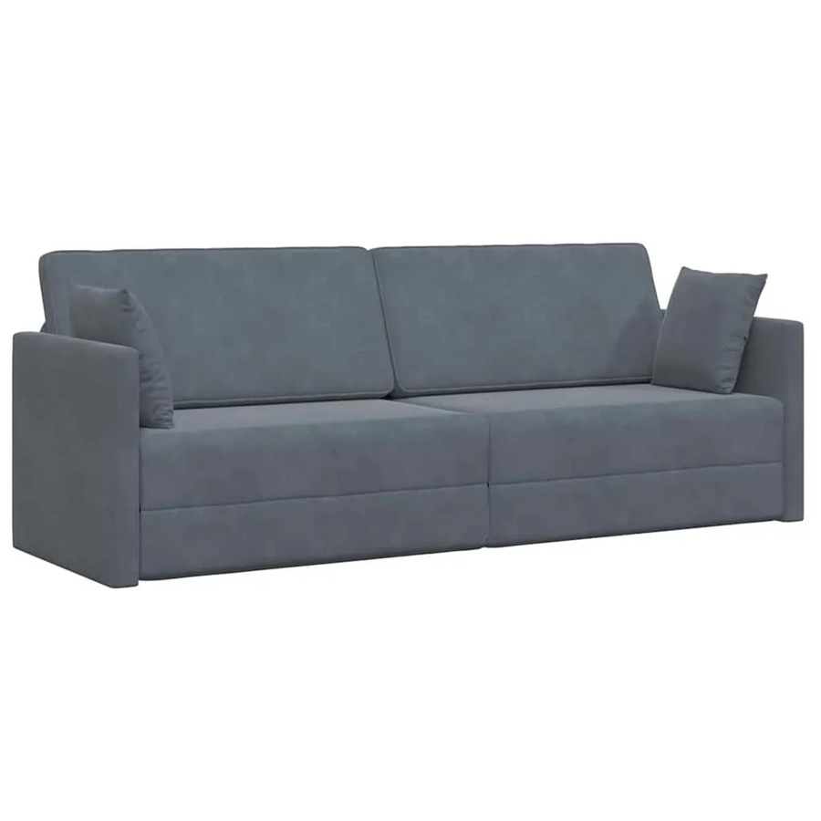 vidaXL Boden-Sofa-Bett in Dunkelgrau aus Samt mit modernem Design - Bild 2