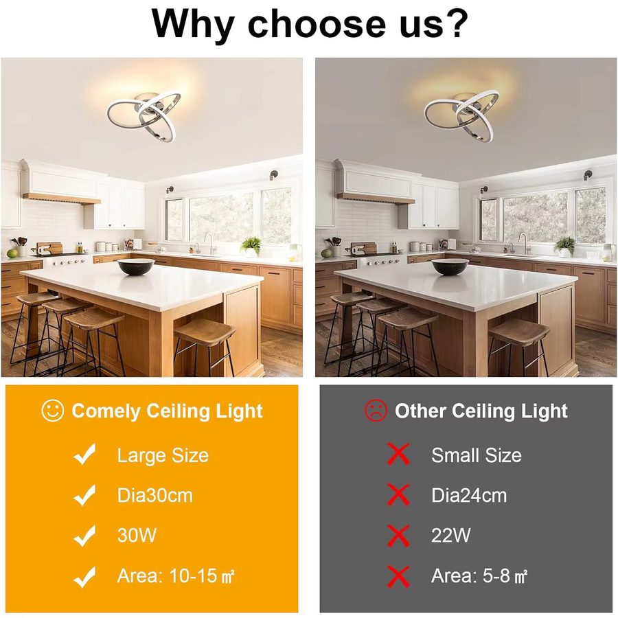 Moderne LED-Deckenleuchte in Blumenform mit warmweißem Licht, 30 W, 3375 lm, Farbe: Weiß/Silber - Bild 2