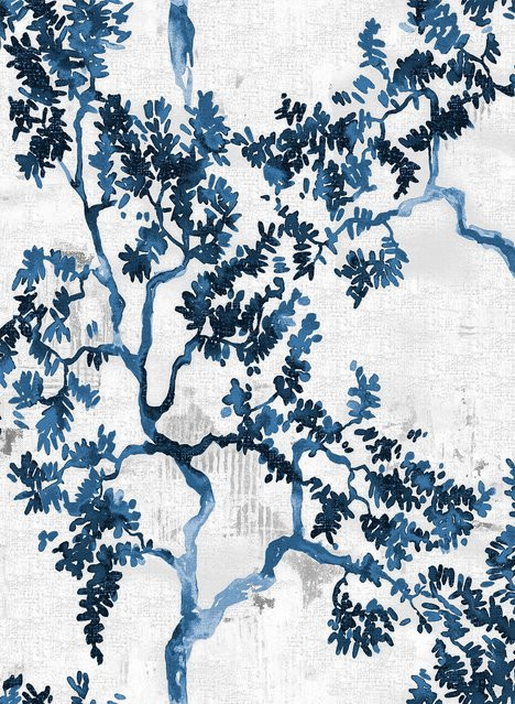 Coordonne Wallpaper Willow Poem in Sapphire Blau Botanisches Vlies Tapete - Bild 1