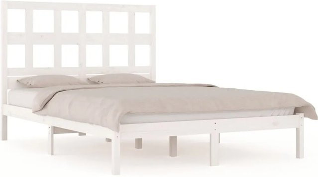 vidaXL Massivholzbett aus Kiefer in Weiß mit rustikaler Optik, B/T: 180 x 200 cm - Bild 1