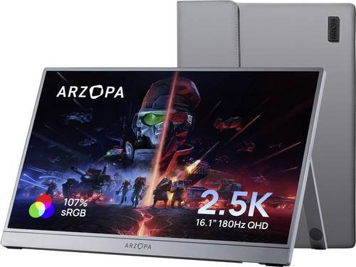 Arzopa Tragbarer Monitor Z3FC 16,1 Zoll QHD 1440p IPS LCD mit HDMI, USB-C und USB-A - Bild 1