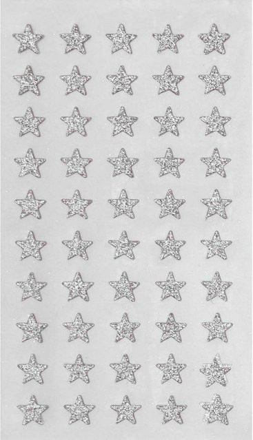Rico Design Paper Poetry Sticker Sterne in Silber mit Glitzer Effekt, 4 Blatt, Durchmesser: 10 mm - Bild 1