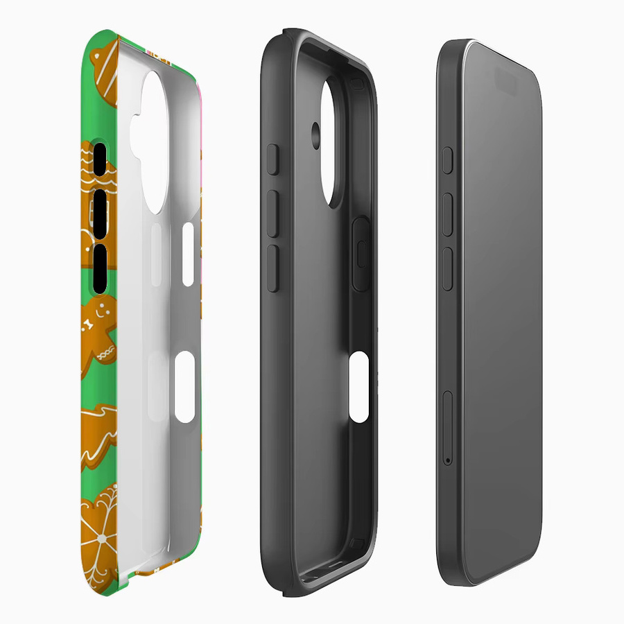 Handyhülle mit Lebkuchen-Design auf grünen und rosa Streifen für iPhone 17 16 15 14 13 Pro Max Plus mit doppelschichtiger Rückseite - Bild 2