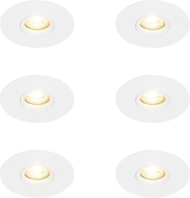 QAZQA Set mit 6 modernen dimmbaren Einbaustrahlern in Weiß mit GU10 Fassung, Durchmesser: 12 cm - Bild 1