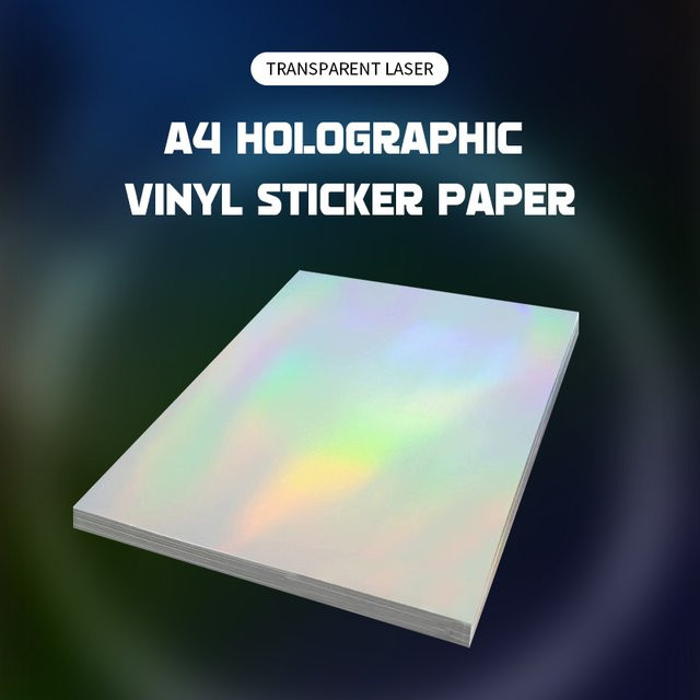 Tonpei Holographisches Vinyl Aufkleber Papier Transparent, A4, Wasserfest und Reißfest für Inkjet-Drucker - Bild 1
