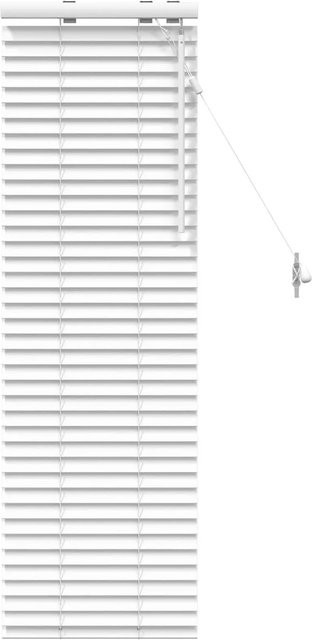vidaXL Venezianische Jalousie aus Holz in Weiß, B/H: 130 x 40 cm, Lamellenbreite: 35 mm - Bild 1