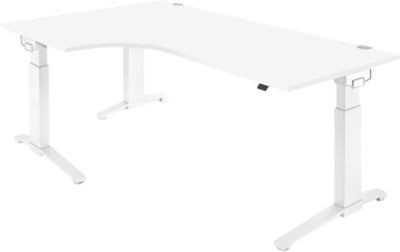 Schäfer Shop Genius ERGOSTYLE S Eckschreibtisch mit C-Fuß Gestell, manuell höhenverstellbar, weiß, B: 200 cm, T: 80 cm, H: 67,5-89,5 cm - Bild 1