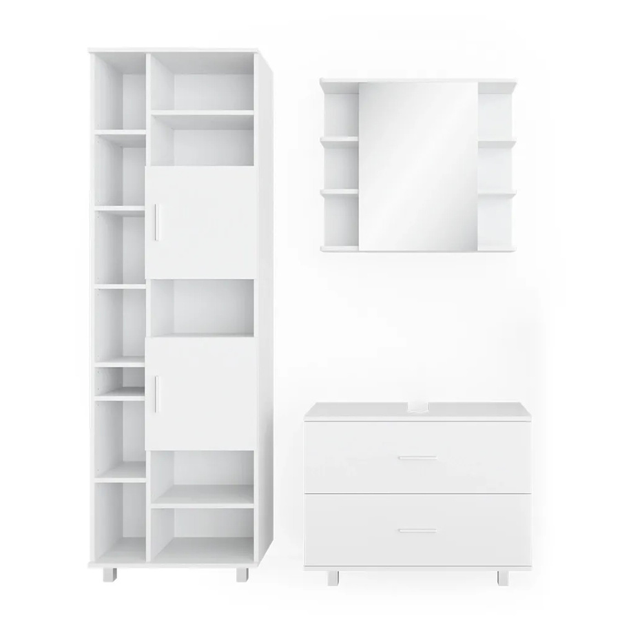 Vicco Badmöbel-Set Ilias in Weiß mit Spiegel, Kommode, Unterschrank und Hochschrank - Bild 2