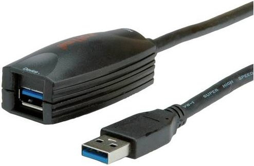 Roline USB 3.2 Gen1 Aktives Repeater Kabel mit USB-A Stecker und USB-A Buchse, 5,00 m, Schwarz - Bild 1
