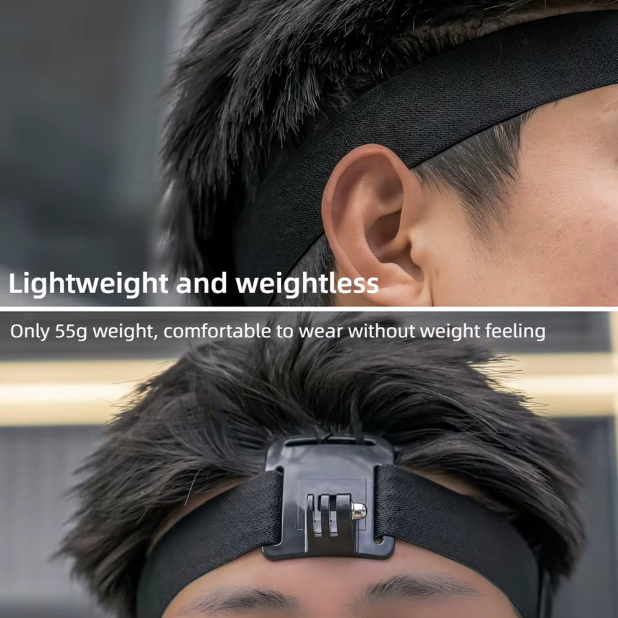 Coogens Stirnband mit fester Halterung für GoPro 13/12 und DJI Action 5/4 in Schwarz für die Erste-Person-Perspektive - Bild 3