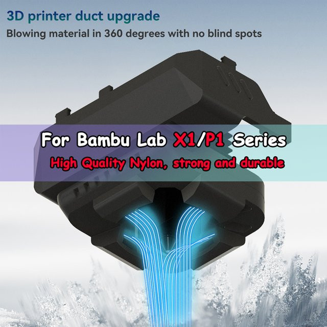 Bambu Lab Upgrade Nylon Lüfter Kanal Fitting für P1P X1 X1C 3D Drucker in Schwarz - Bild 1