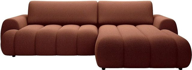 Vente-unique Schlafsofa Fridora in L-Form mit Stoffbezug, Farbe Terracotta - Bild 1