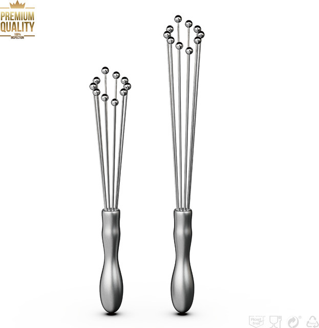VIMACO Mini-Kugelschneebesen aus Edelstahl 304 in Silber, Eierschläger und manuelles Mixer-Werkzeug für Saucen und Sahne, Höhe: 25,4 cm - Bild 1